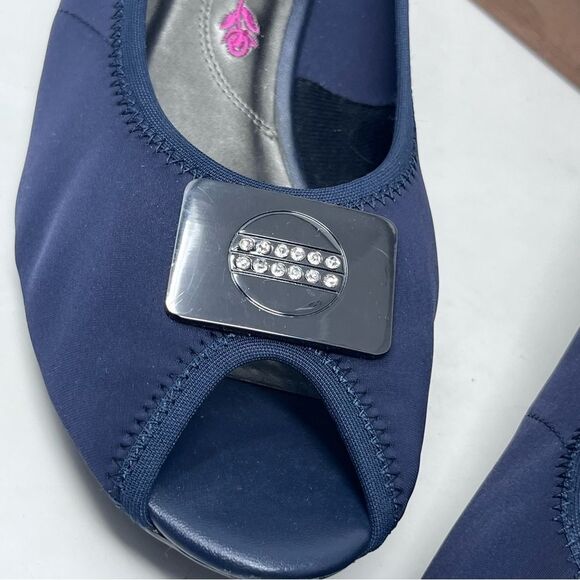 Ros Hommerson Eloise Peep Toe Wedge Heel Navy 10 Wide - Picture 8 of 10